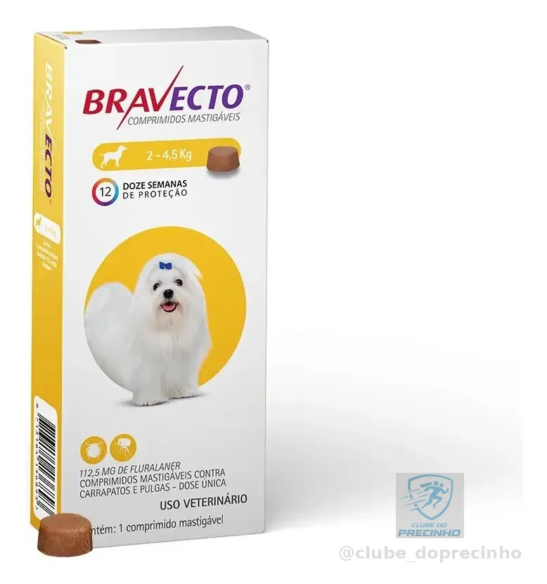 Bravecto Antipulgas E Carrapatos 2 A 4,5kg Msd Marrom-claro 12 semanas
