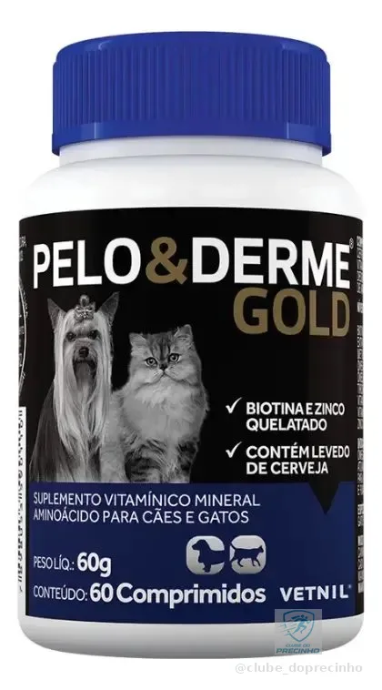 Pelo & Derme Gold 60g 60 Comprimidos Suplemento - Vetnil