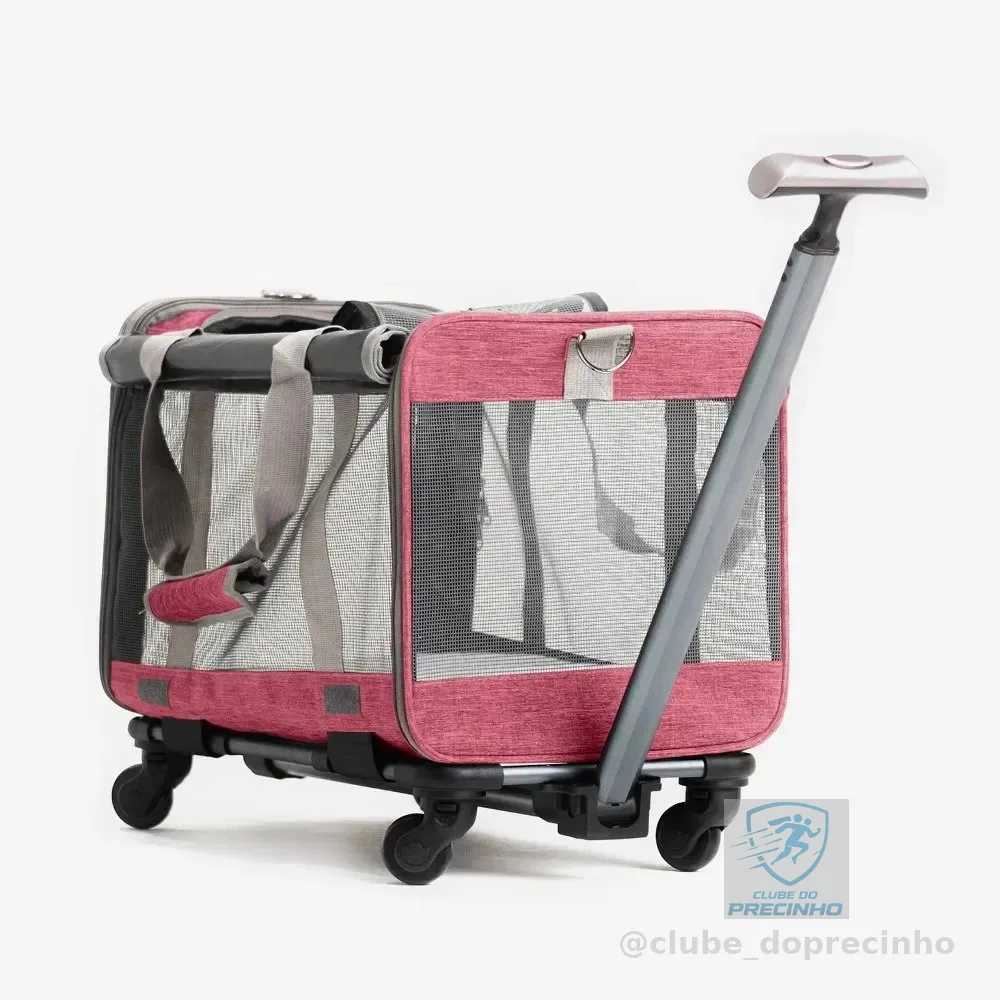 Bolsa Transporte Pet Com Rodinhas Madog Wind Wheels Rosa
