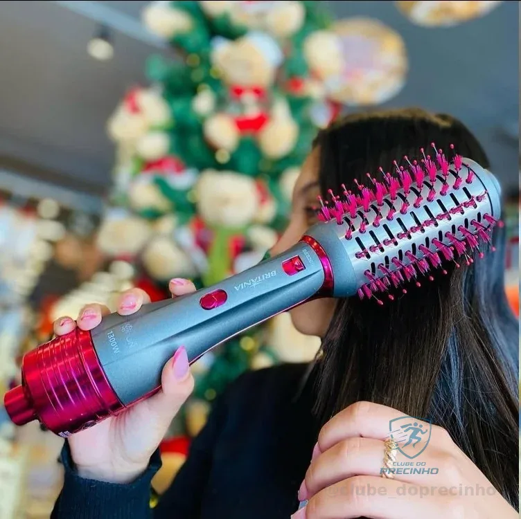 Escova Secadora Britânia 4 Em 1 Cerâmica 1300w Bes26sr Bivolt Prata E Rosa 127/220v