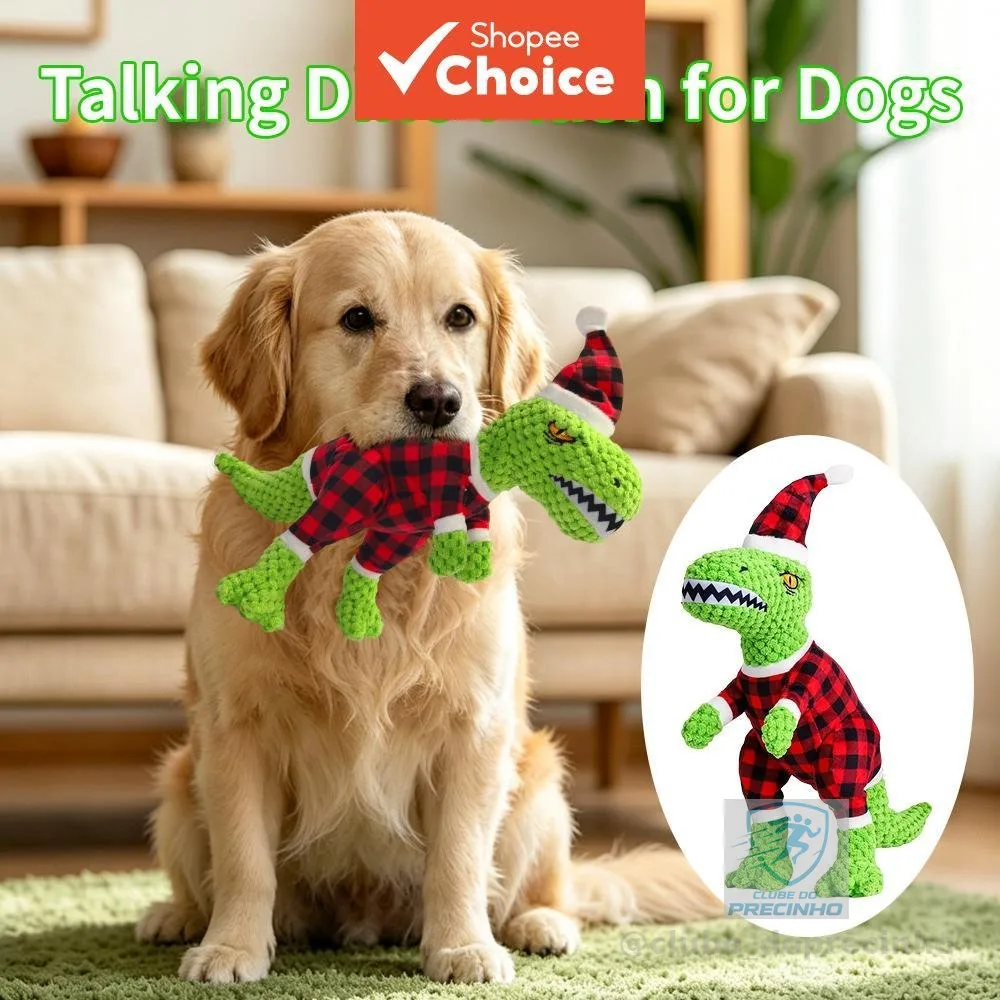 Brinquedo de Pelúcia Dinossauro Apitador para Cães Médios e Grandes, Resistente a Mordidas, Interativo, Lavável, com