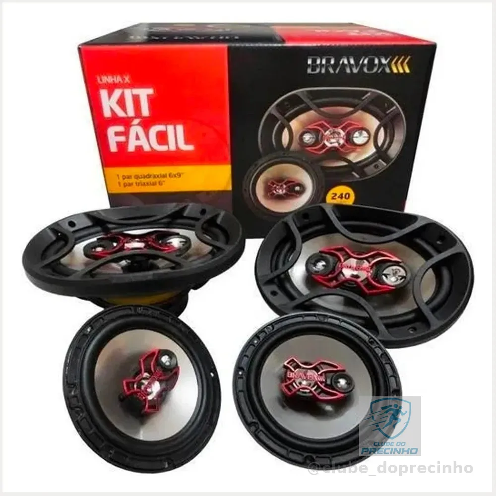 Alto Falante Bravox Kit Fácil 6 + Triaxial Quadriaxial 6x9