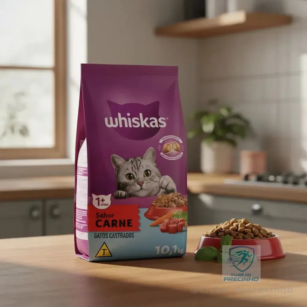 Ração Whiskas Gatos Adultos Castrados Sabor Carne 10,1 kg