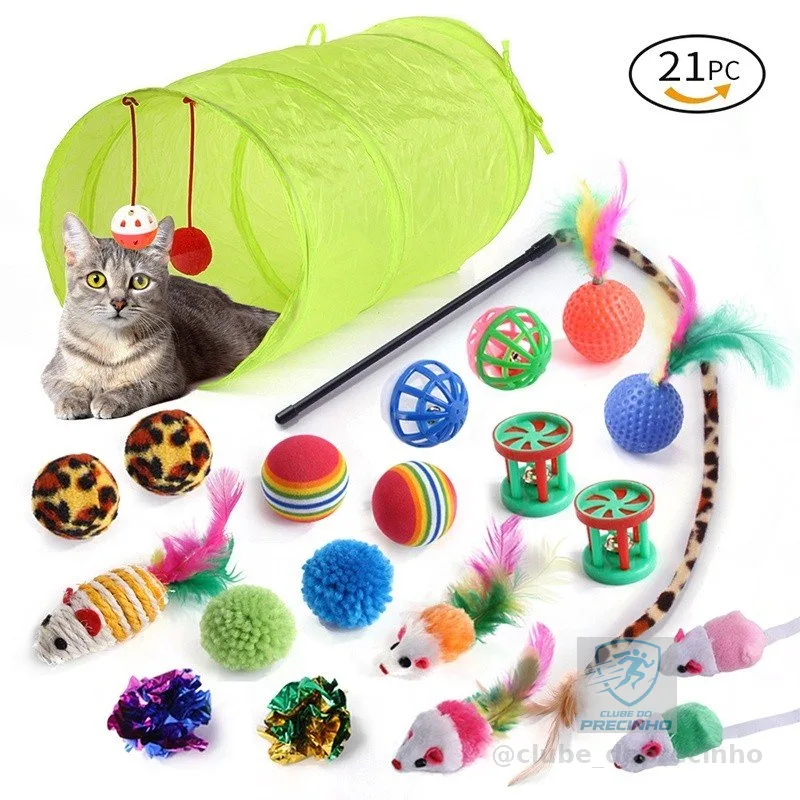 Kit 21 Peças De Brinquedos Para Gatos De Estimação Brinquedos  Divertidos Sortidos Para Gato Pet