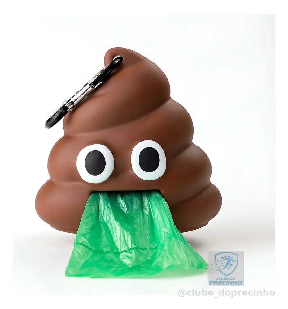 Porta Saquinho Plástico Para Cães Emoji Cocô Com 1 Refil Marrom