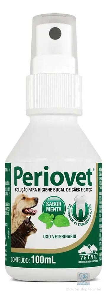 Periovet Spray 100 Ml - Vetnil - Tratamento Tartaro Sabor Menta