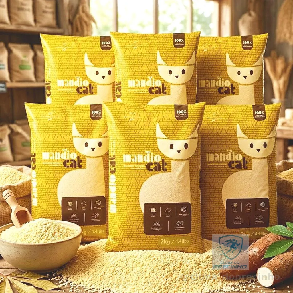 Kit 6 Areia Gato Mandiocat Higienica 12kg Natural Mandioca