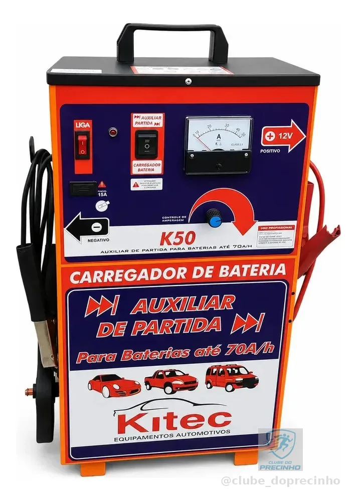 Carregador De Baterias 12v 50a E Auxiliar De Partida 70a/h