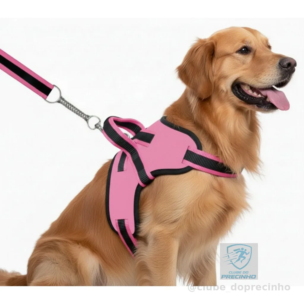 Coleira Peitoral Guia com Amortecedor Peiteira Para Cachorros Fortes