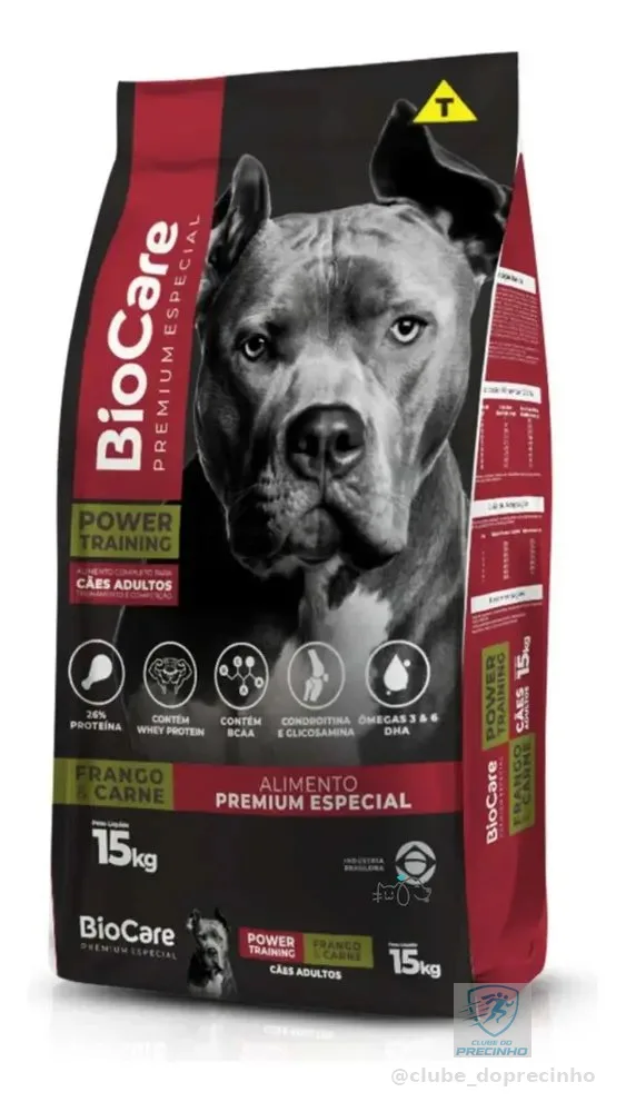 Ração Cachorro Adulto Premium 15kg Power Training 26% Proteína Frango e Carne
