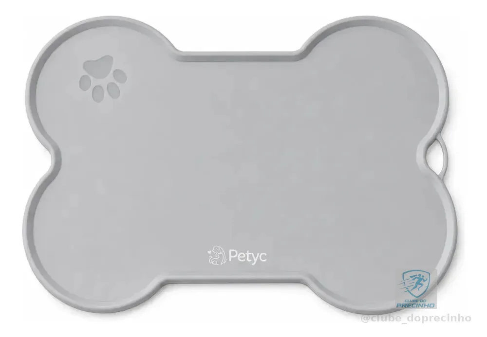 Jogo Americano Antiderrapante PETYC de Silicone Para Comedouro e Bebedouro Cinza