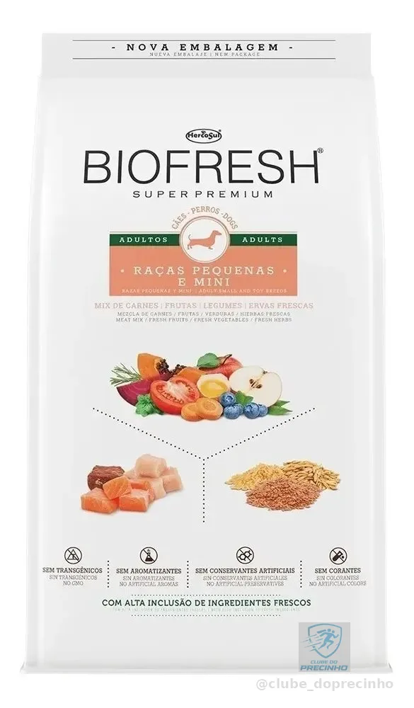 Biofresh Super Premium raça mini e pequena sem transgênicos 10.1kg