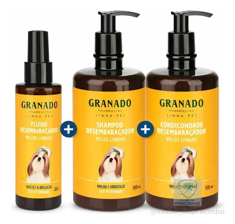 Shampoo Condicionador E Fluído Desembaraçador Granado Pet