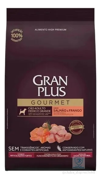 Ração Seca Gran Plus Gourmet Cães Adultos Médios Grandes Salmão Frango 10,1 kg