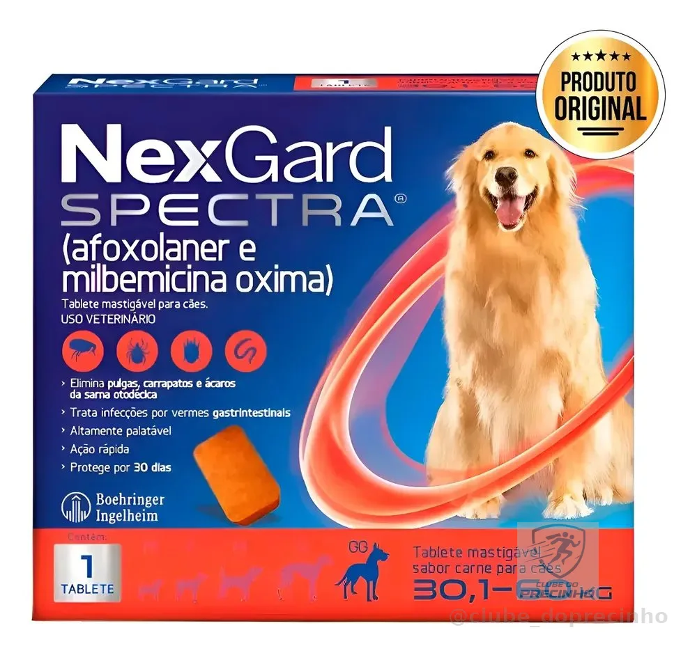 Nexgard Spectra 30,1 A 60kg Antipulgas Carrapatos - 1 Tablet Vermelho
