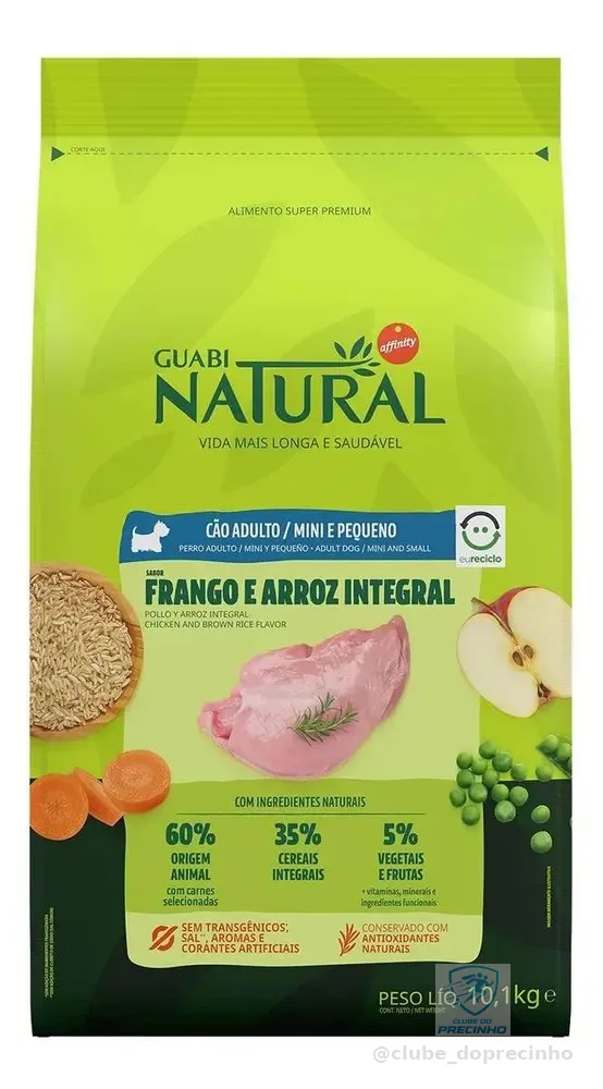 Alimento Guabi Natural Super Premium para cão adulto de raça mini e pequena sabor frango e arroz integral em sacola de 10.1kg