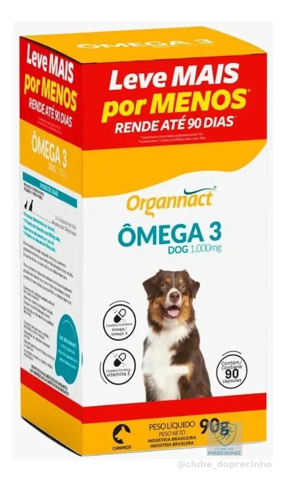 Suplemento Omega 3 Dog 1000mg Organnact 90 Comprimidos