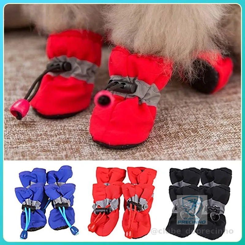 4Pcs Sapatos Para Cães De Estimação À Prova D'água Antiderrapantes Proteger As Botas De Chuva E Gatos