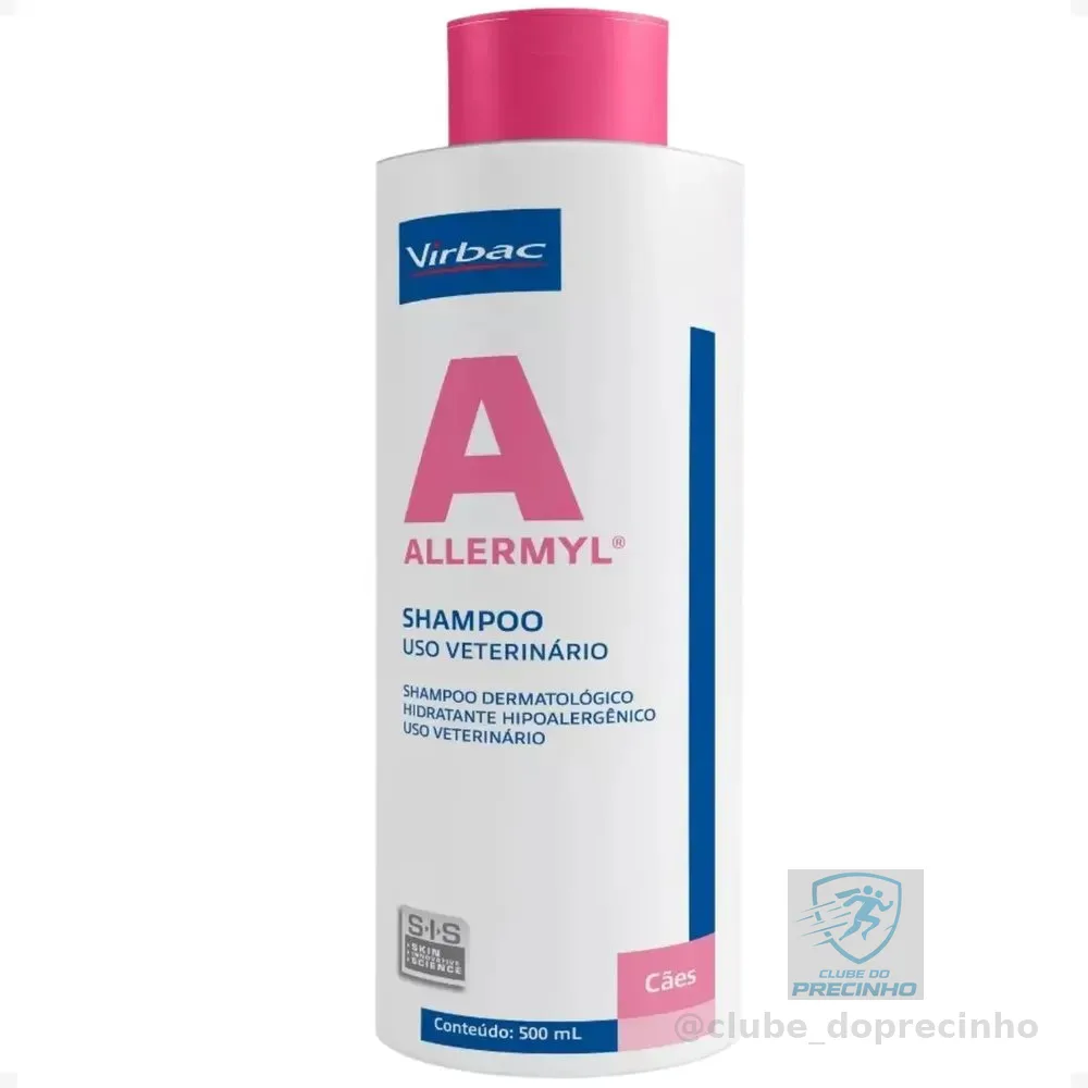 Allermyl Shampoo Dermatológico Hidratante Hipoalergênico Para Cães Neutro 500 Ml