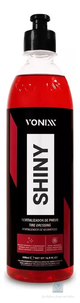 Revitalizador de Pneu pretinho Vonixx Shiny 500ml Líquido Brilho Intenso Duradouro
