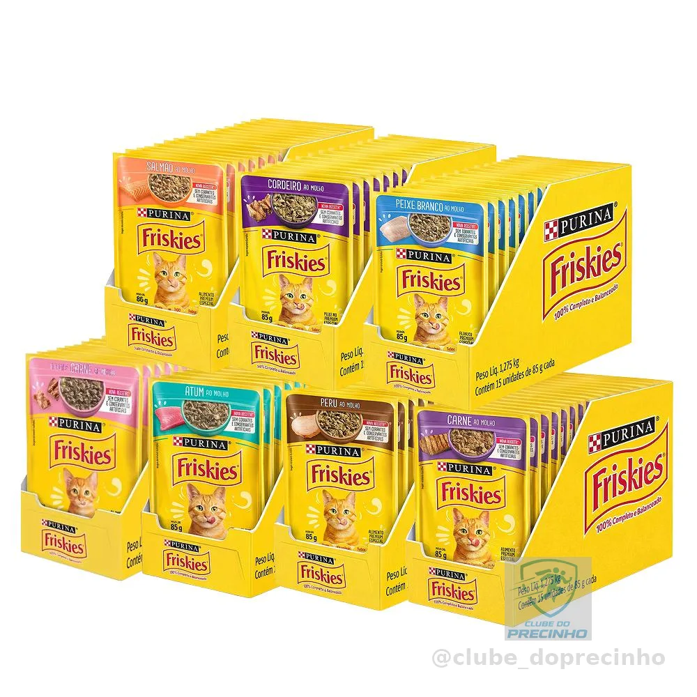 Ração úmida Friskies Sabores Variados para Gatos 15x85 g