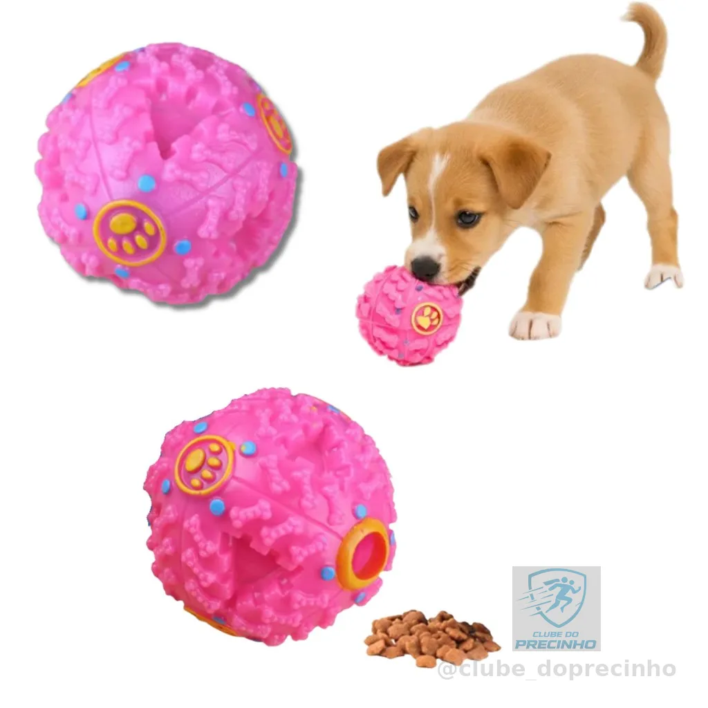 Bola Interativa Cachorro Porta Petisco Com Som Brinquedo Pet Inteligente 7cm
