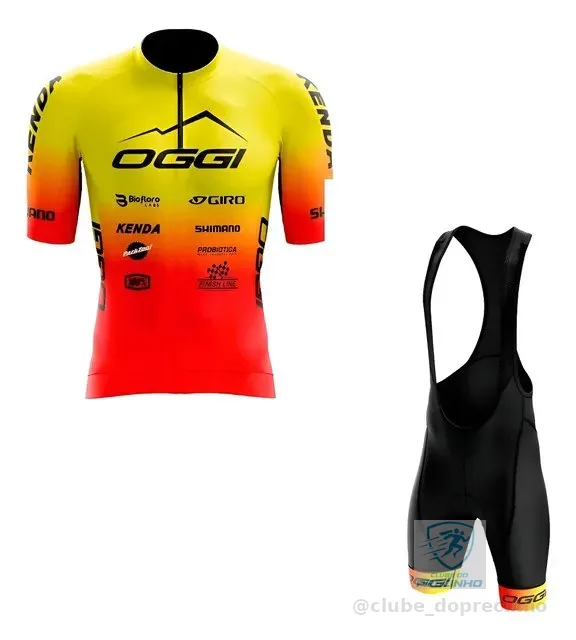 Kit Mtb Ciclismo Oggi Amarelo  Camisa+bretelle Forro Gel 107