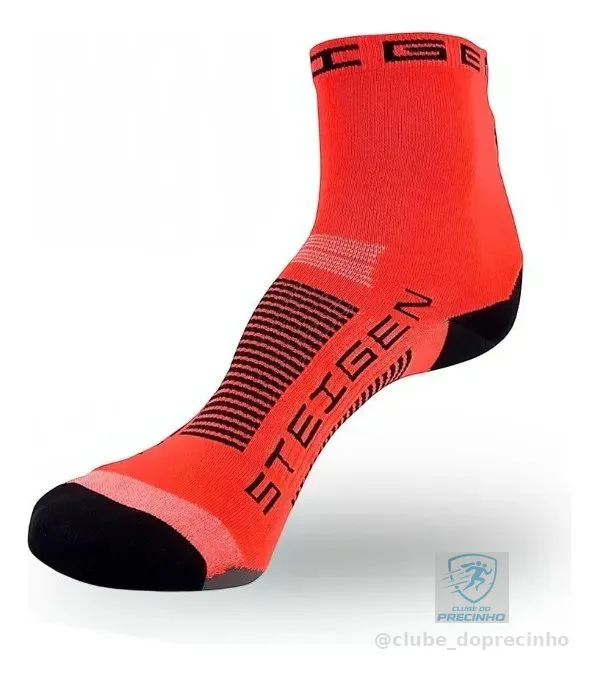 Meia Cano Médio Steigen Fluro Red Vermelho Lisa Un