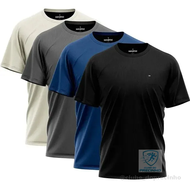 Kit 4 Camiseta Dry-fit Sandrini Masculina Academia Caminhada