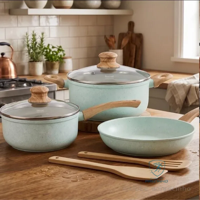 Jogo de Panelas de Indução com Revestimento Cerâmico Antiaderente Tuut Ecoglide 5 Peças Marble