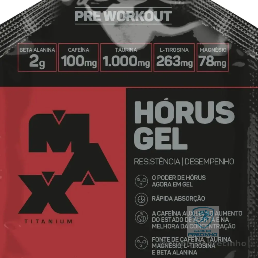 Pre Treino Horus Gel 10 Sachês De 30g Pre Workout Max Titanium Sabor Frutas Vermelhas