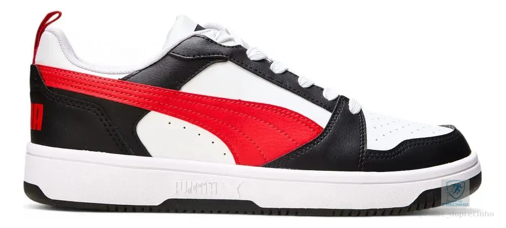 Tênis Casual Masculino Rebound V6 Low Puma Puma White-for All Time Red-puma Black Liso 41 Br