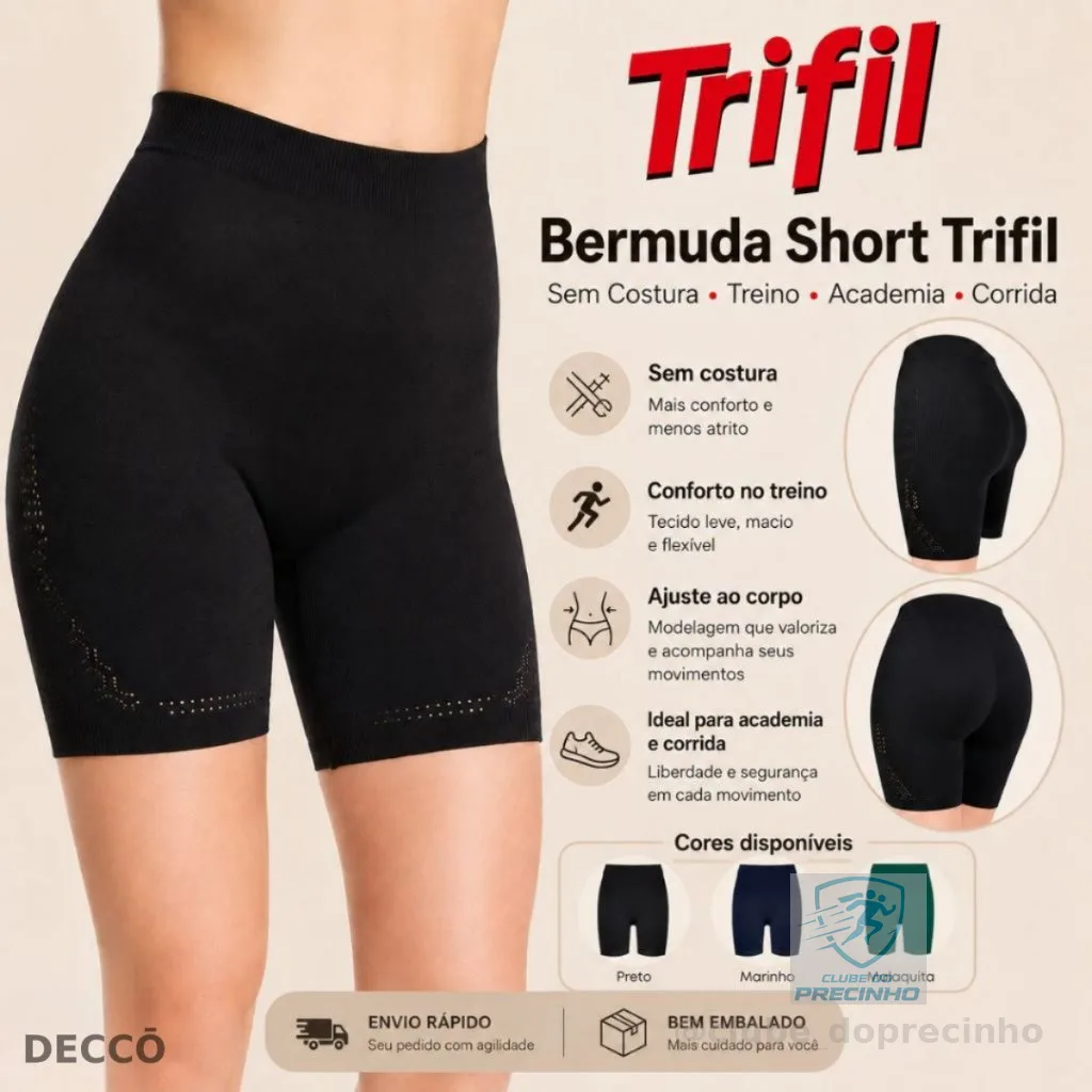 Bermuda Short Trifil Feminino Adulto Sem Costura para treino e Academia Corrida Esportes Fitness