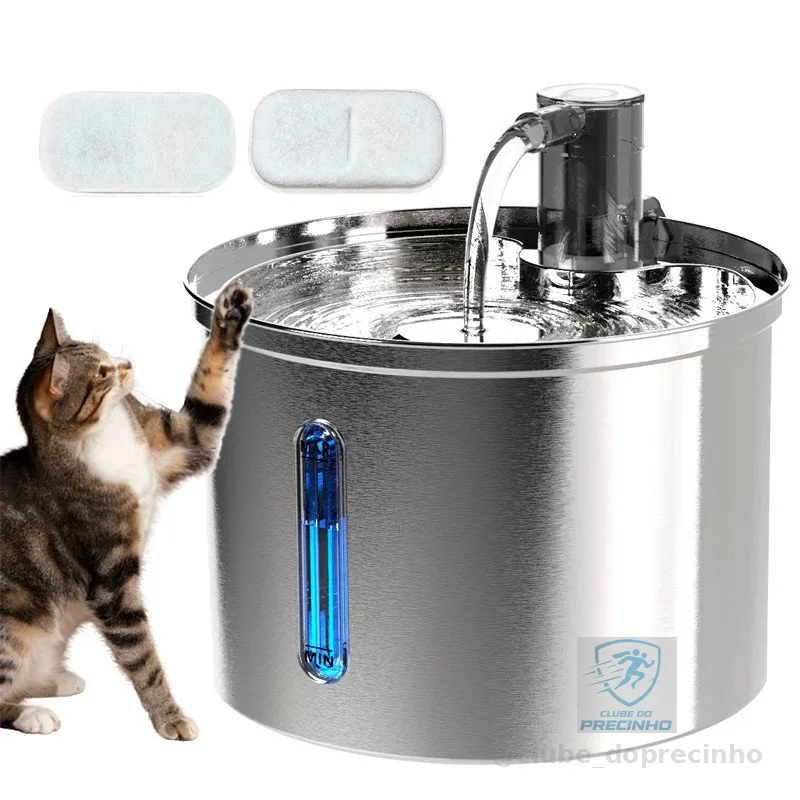 Newpet Bebedouro De Aço Inoxidável 3L Para Cães Gatos Automático Animais Domésticos Gatos Fonte 5V USB Alimentado BIVOLT