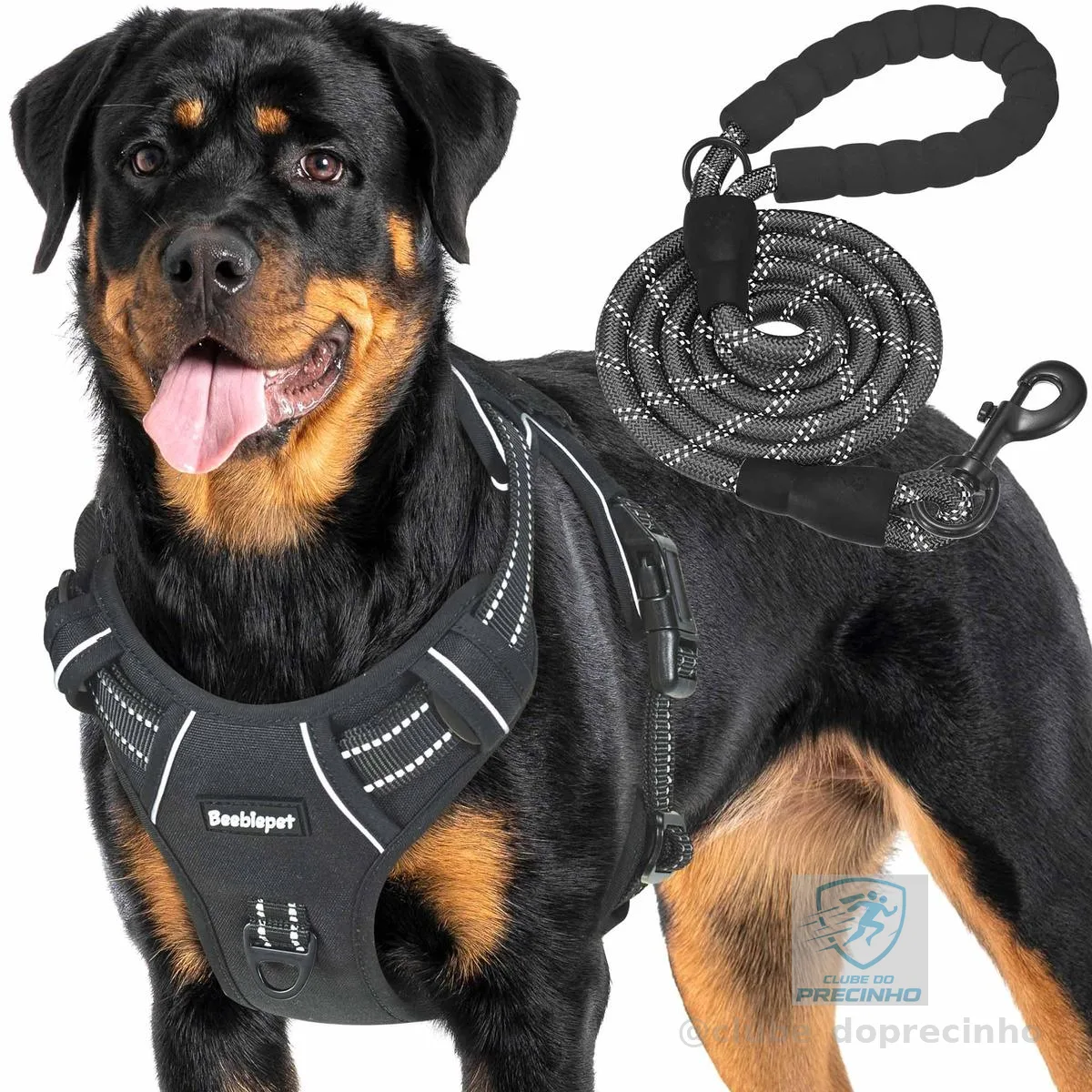 Peitoral tático resistente para cães grandes Beebiepet Antipuxão, ajustável, refletivo, treinamento de serviço, colete militar K9 para cães de trabalho – GG, preto