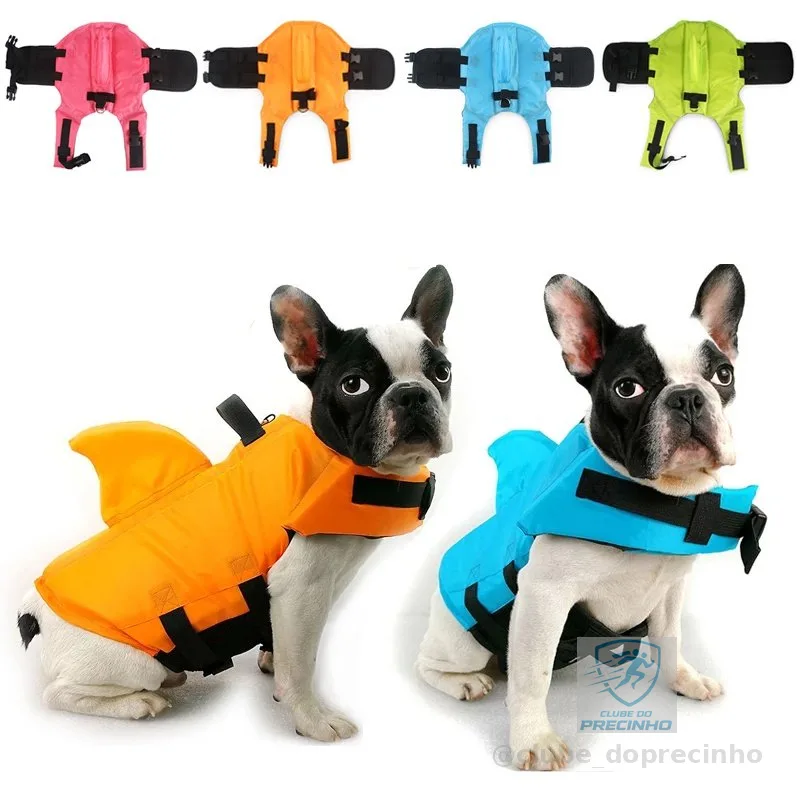 Colete salva-vidas verão tubarão para cães roupa de banho para animais de estimação