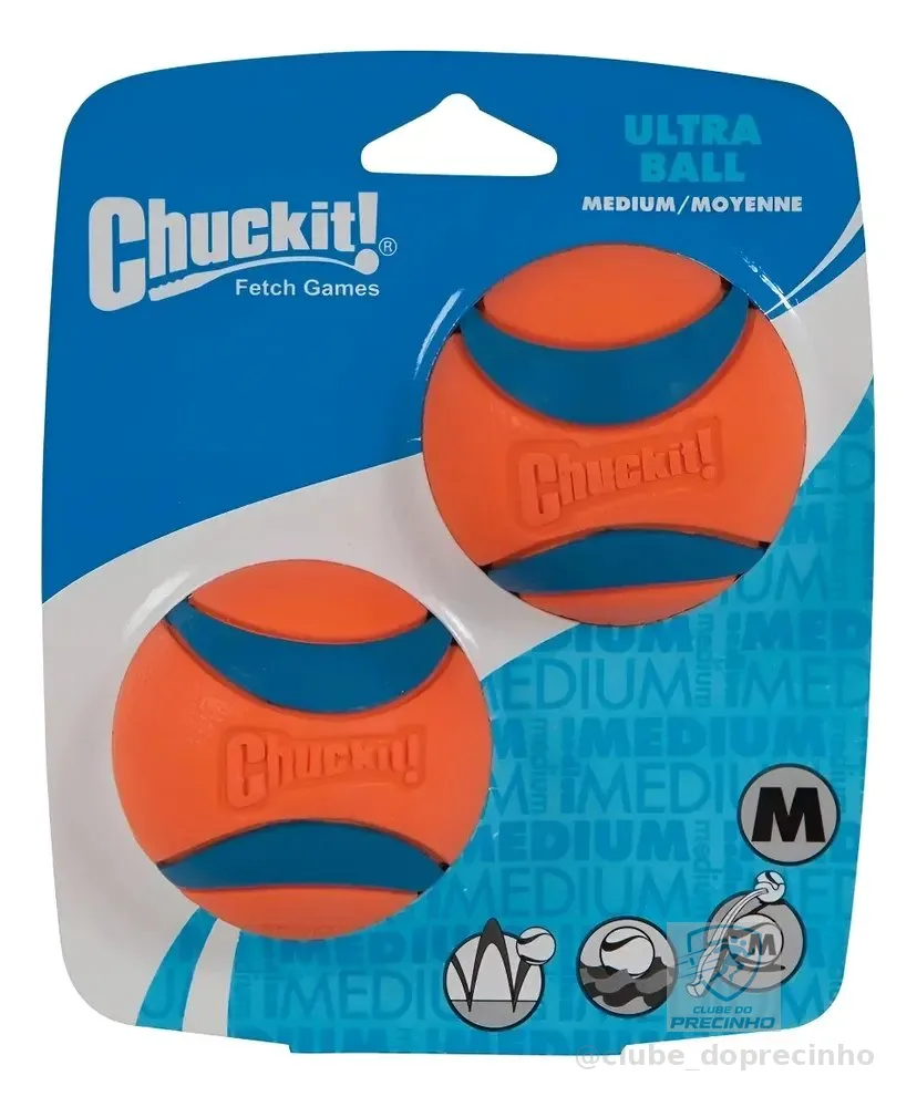 Bola Chuckit! Ultra Ball - 2  Unidades -  M Laranja/azul