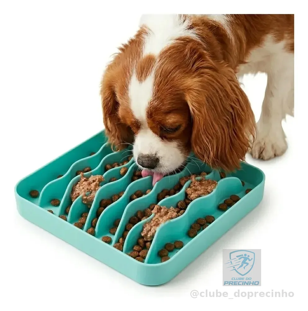 Comedouro Funcional E Flexivel Pet Wave Para Cães E Gatos Cor Verde/água