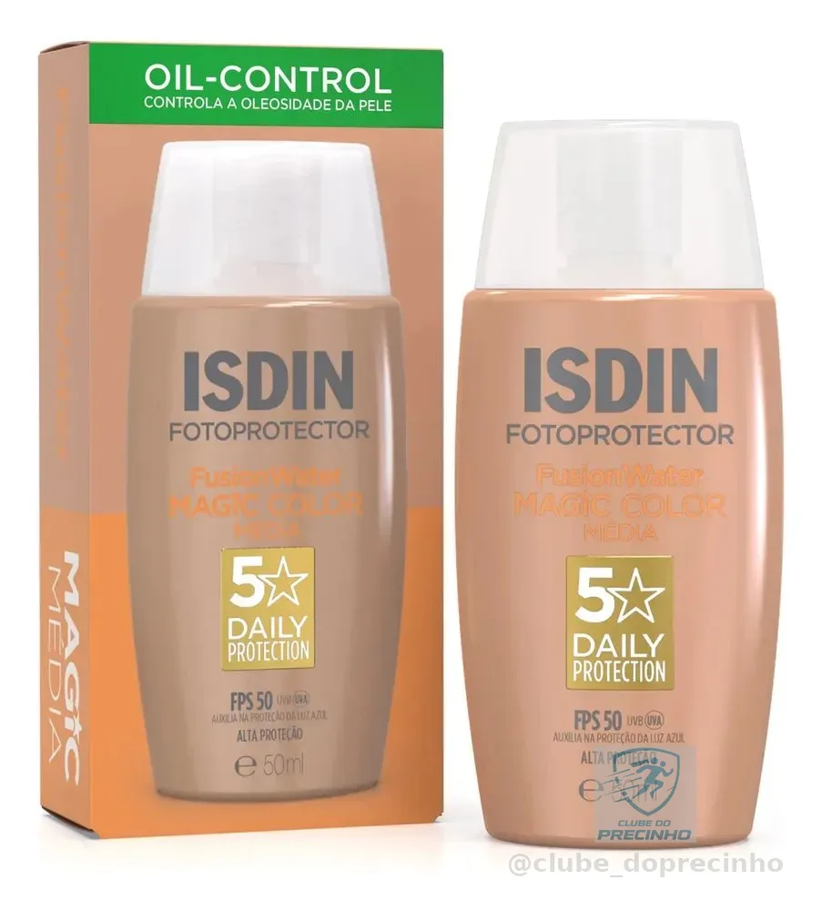 ISDIN Protetor Solar Facial Fusion Water Magic Color FPS 50 - Cor Média - 50ml