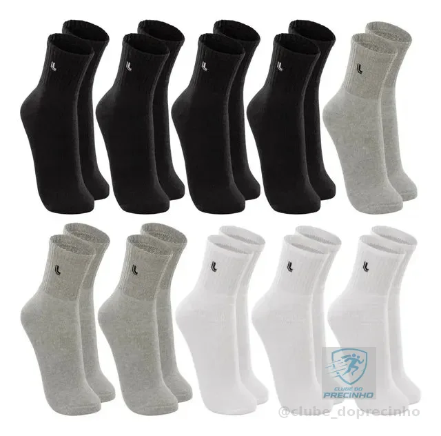 Kit 10 Pares Meia Lupo Original Masculina Cano Médio Algodão