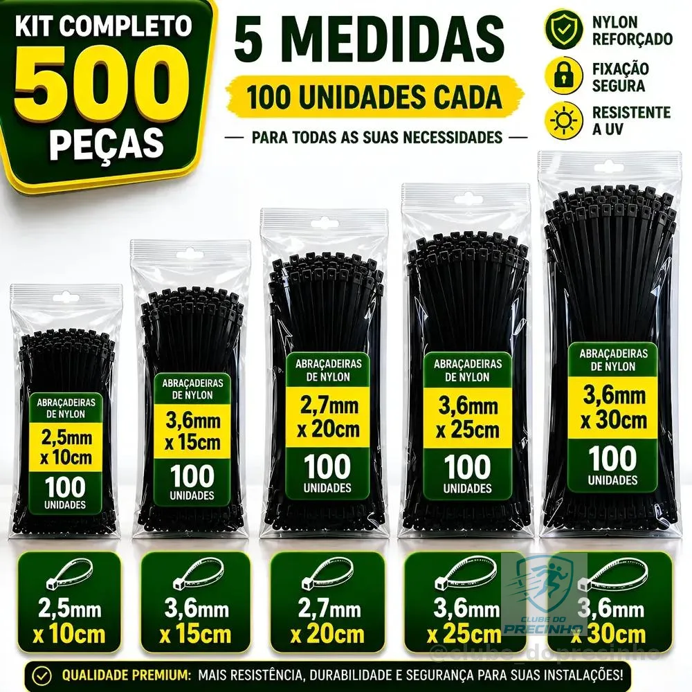 Kit 500 Abraçadeira Nylon Plástica Enforca Gato Hellarman Preto