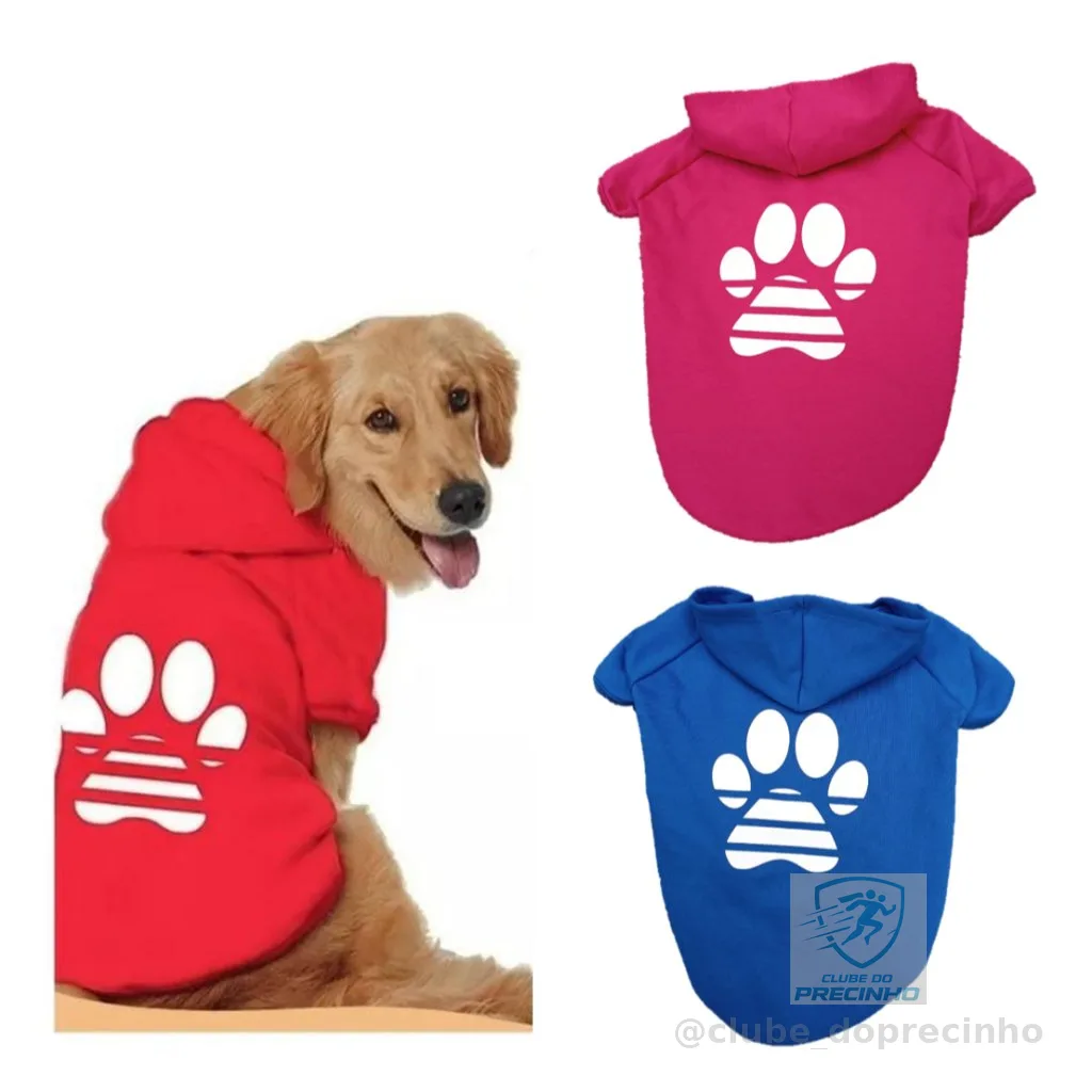 Casaco Moletom Cachorro Roupa de Frio Inverno Blusa Com Capuz Para e Pet Cães Pequeno Médio e Grande
