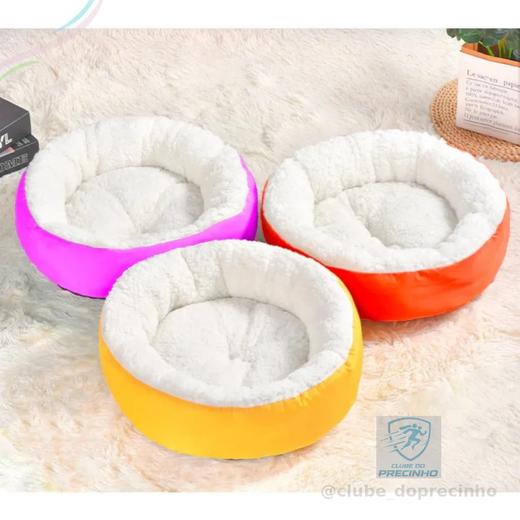 Caminha Redonda Pets Sherpa para Cães e Gatos Macia P , M  e G Quente Confortável Cama Pet Com Pelinho