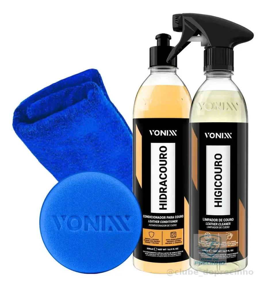 Kit Limpeza e Hidratação de Couro Vonixx com Acessórios Completo