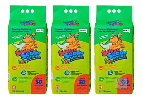 Tapete Higiênico Super Secão Citrus Com 30 Unidades Kit-3