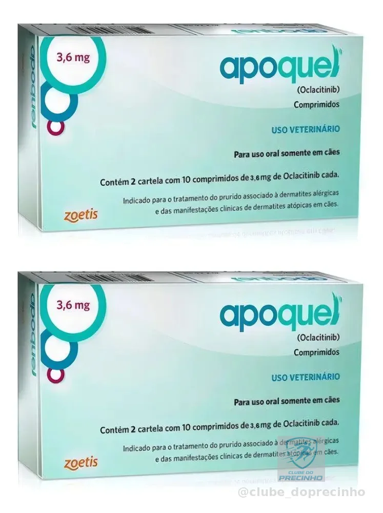 Zoetis Apoquel Comprimidos Anti Coceira Cães 3,6mg 2 Caixas 20un Cada