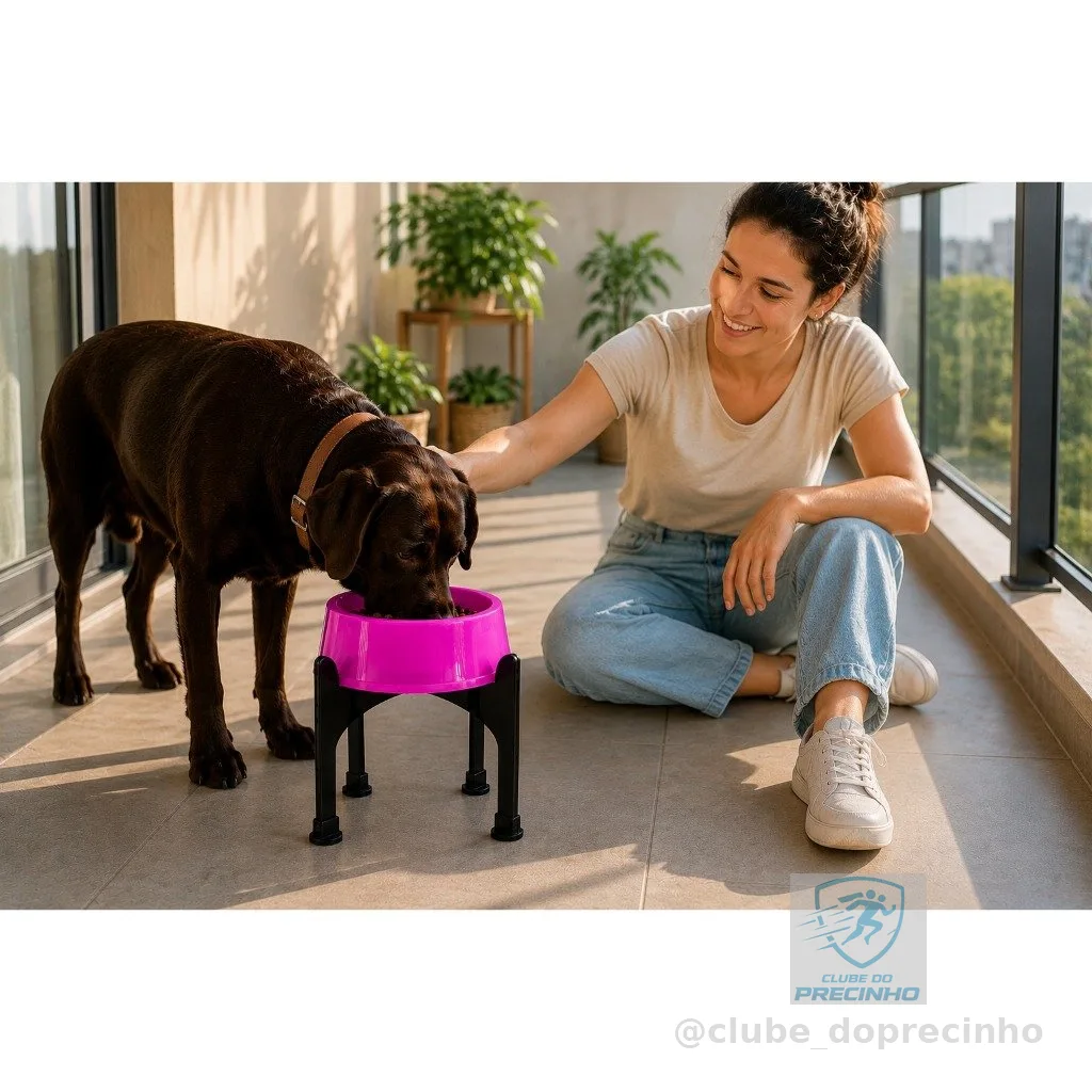 Kit Comedouro para Cachorro G Color + Suporte Alto Porte G Preto 1.500 ml BPA free