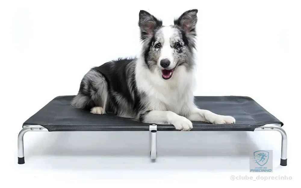 Cama Para Cachorro Grande Suspensa Cama Pet 90x60cm Dogets Preta
