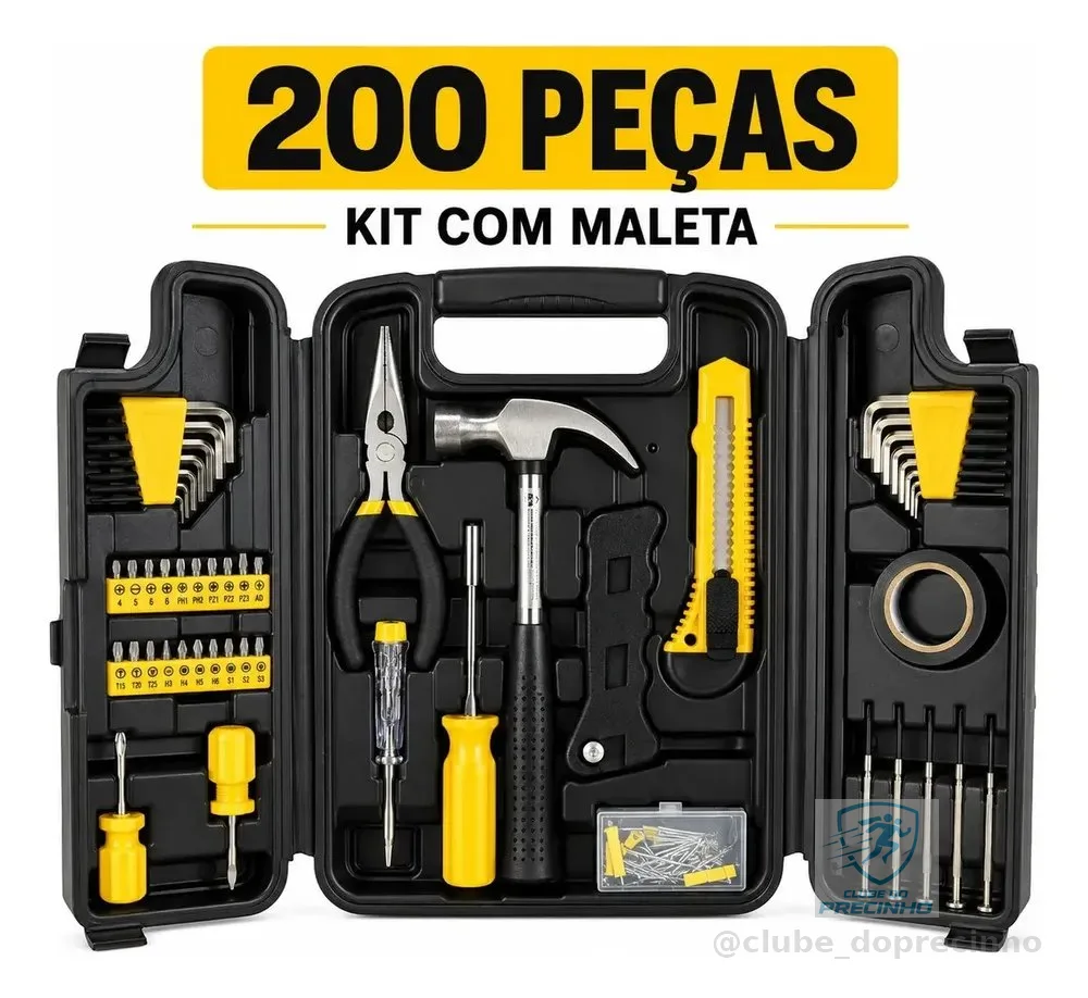 Jogo de Ferramentas 200 Peças com Chaves de Precisão e Allen Kit com Maleta Resistente - Titanium Platina