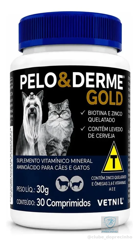 Suplemento Pelo & Derme Gold Vetnil C/30 Comprimidos